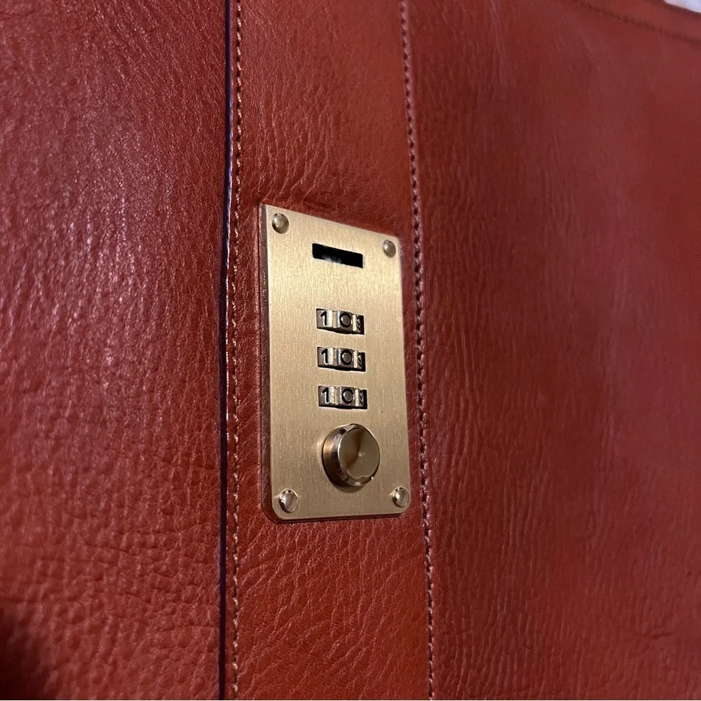Vintage Bally Swiss Leather Attache Briefcase Brass Combo Lock